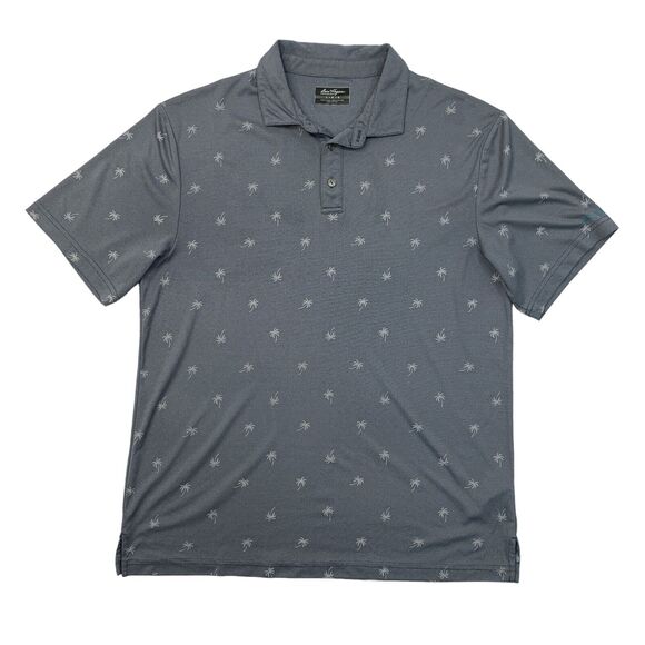 Ben Hogan Performance Polo Shirt Mens L Large Navy Palm Tree Short Sleeve Golf - Picture 1 of 12